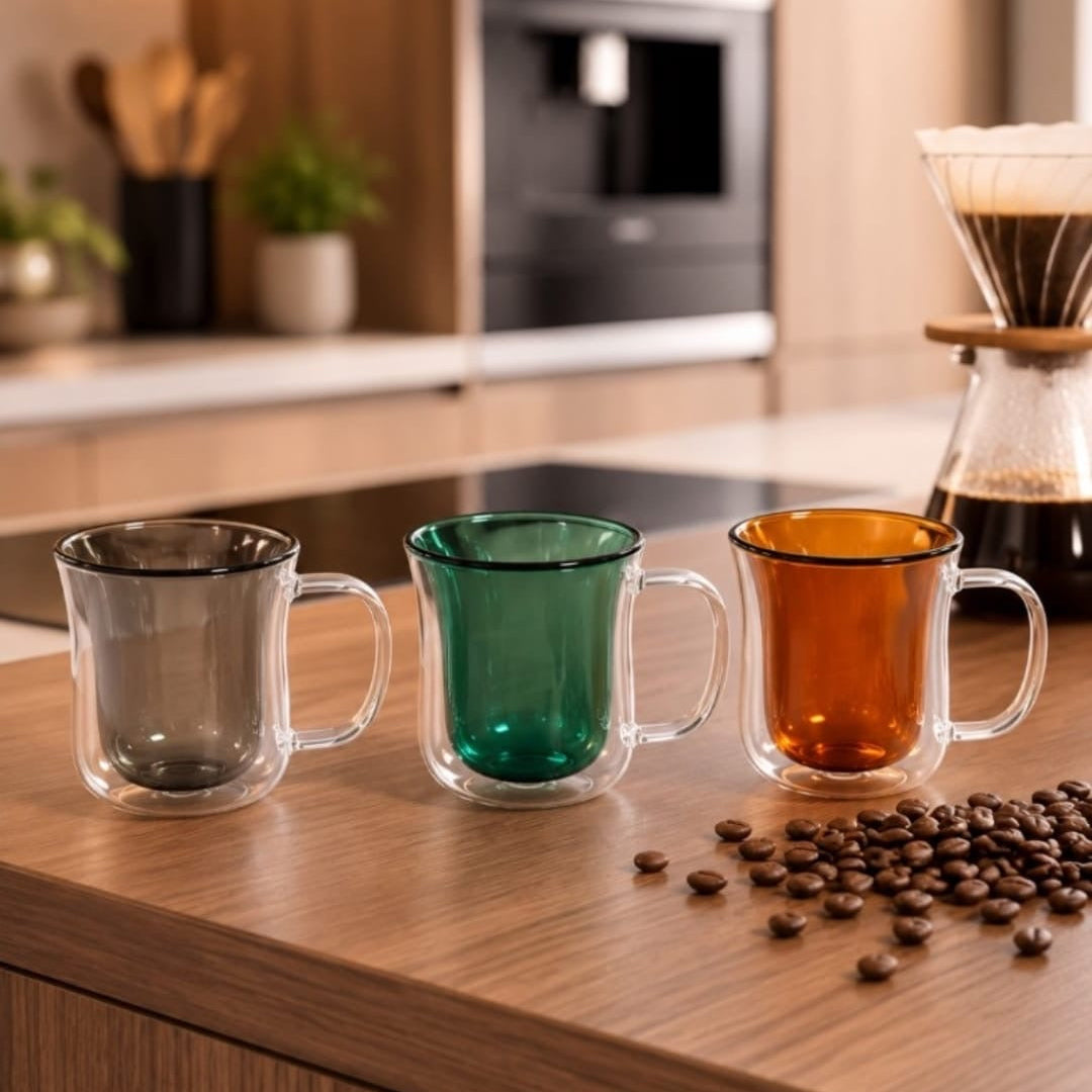 Colorful Double Glass Mugs 400ml