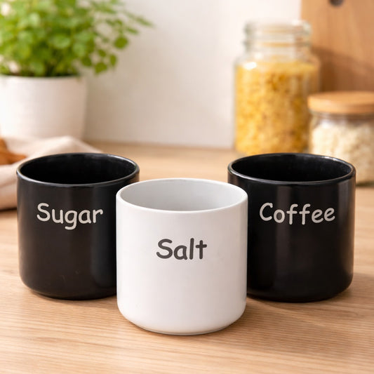 B&W Labeled Ceramic Cups