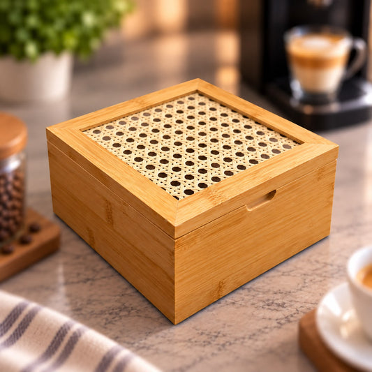Bamboo Square Organizer with Magnetic Lid