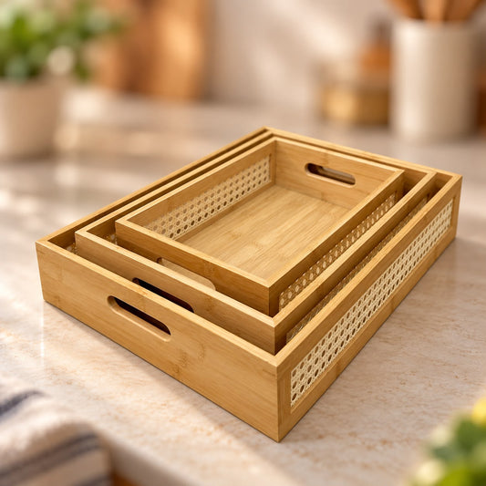 Bamboo Rectangle Trays Set (3pcs)