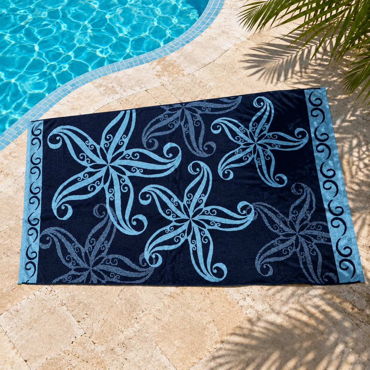 Blue Stars Cotton Beach Towel (85x160cm)