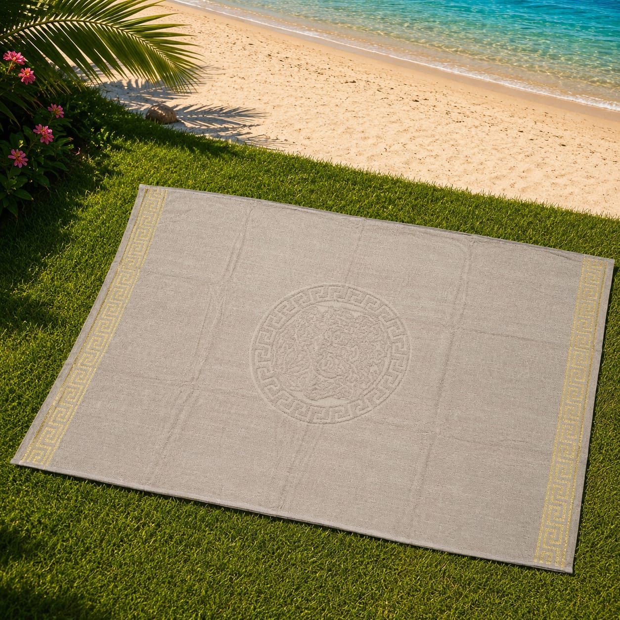 Beige Versace Cotton Beach Towel (85x160cm)
