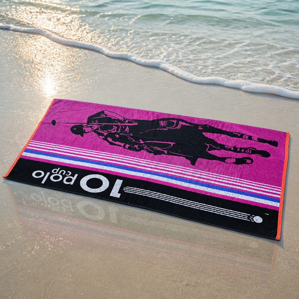 Pink Polo Cotton Beach Towel (85x160cm)