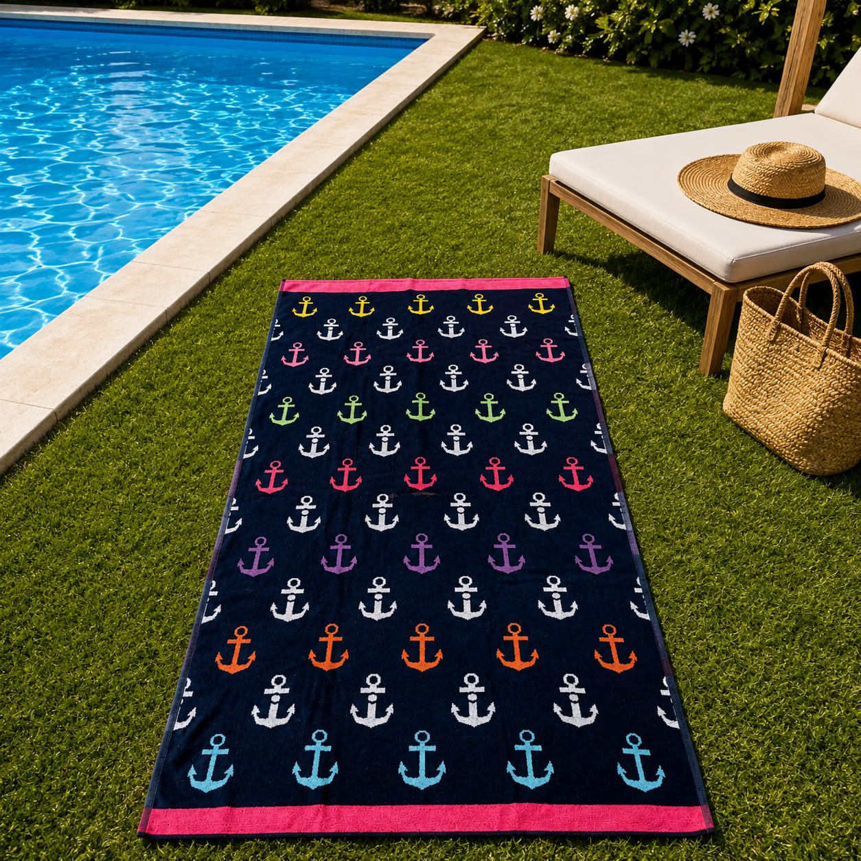 Anchors Cotton Beach Towel (85x160cm)