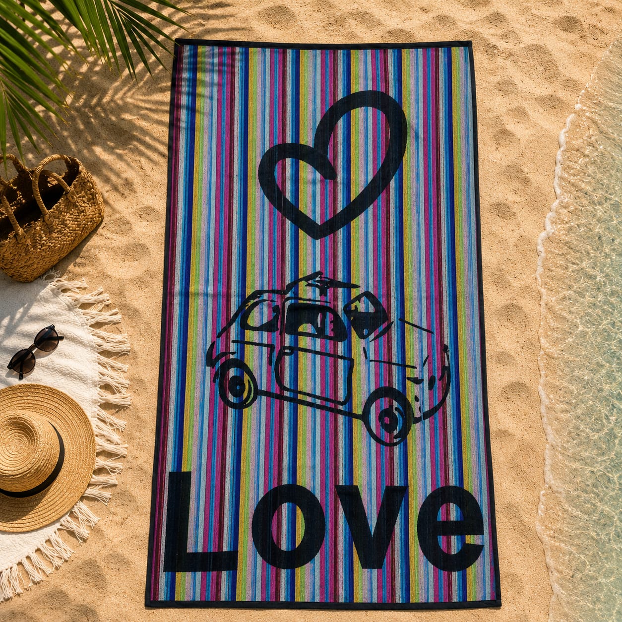 Love Car Cotton Beach Towel (85x160cm)