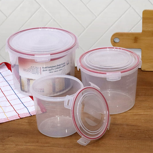 Big Round Plastic Containers Set (3pcs)