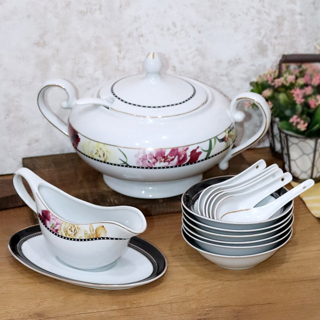 Black Flowers Full Kitchenware Set (72pcs)