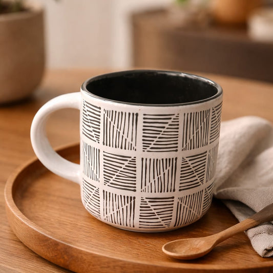 B&W Lines Porcelain Mug