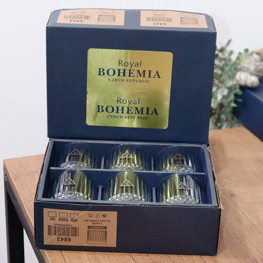 Bohemia Lines White Glass Cups 350ml (6pcs)