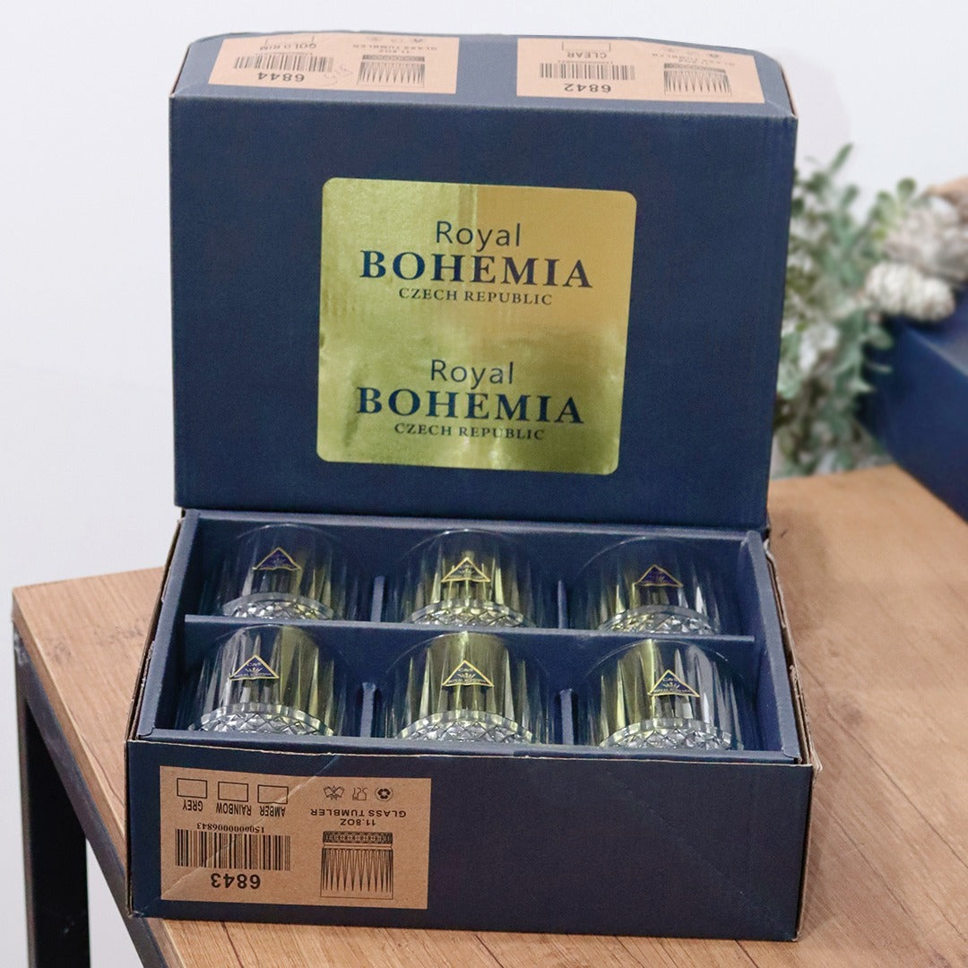 Bohemia Lines Rainbow Glass Cups 350ml (6pcs)