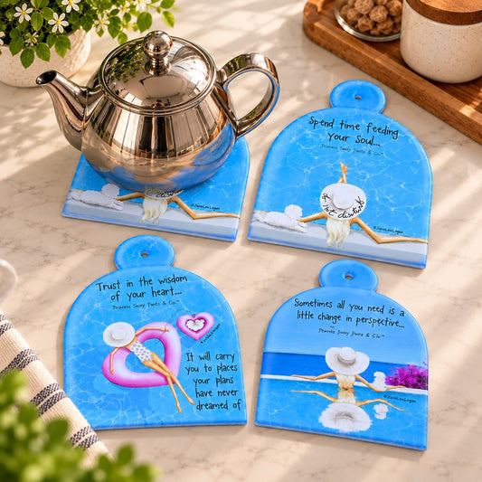 Ceramic Pool Quote Coasters & Wall Decor