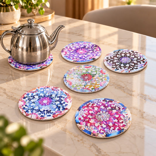 Ceramic Colorful Flower Coasters & Wall Decor