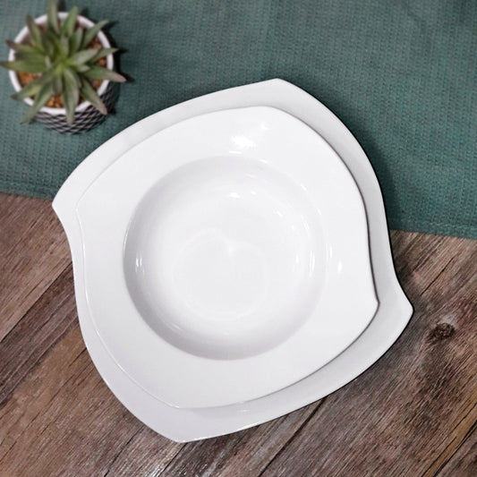 Curved White Porcelain Plates