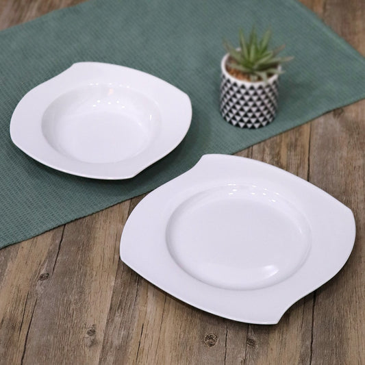 Curved White Porcelain Plates