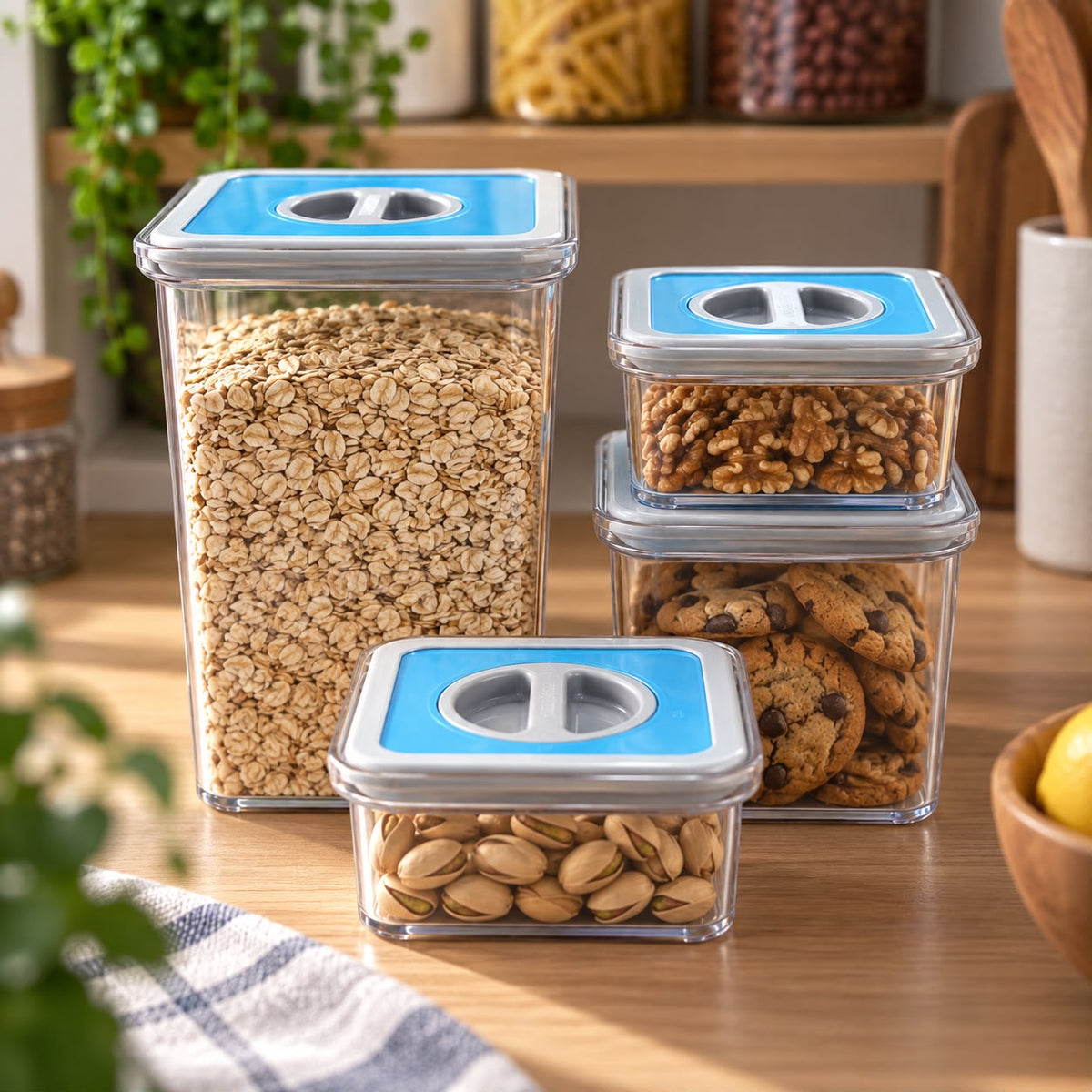 Twist-lock Airtight Blue Plastic Containers