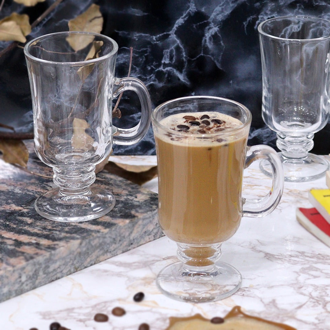 Glass Cups with Handle 230ml (6 Cups)