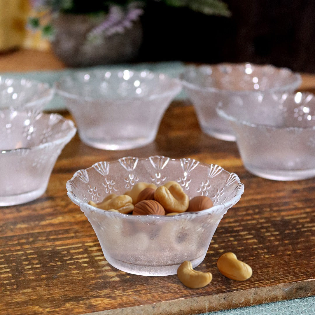 Glass Flower Bowls Set (6pcs)