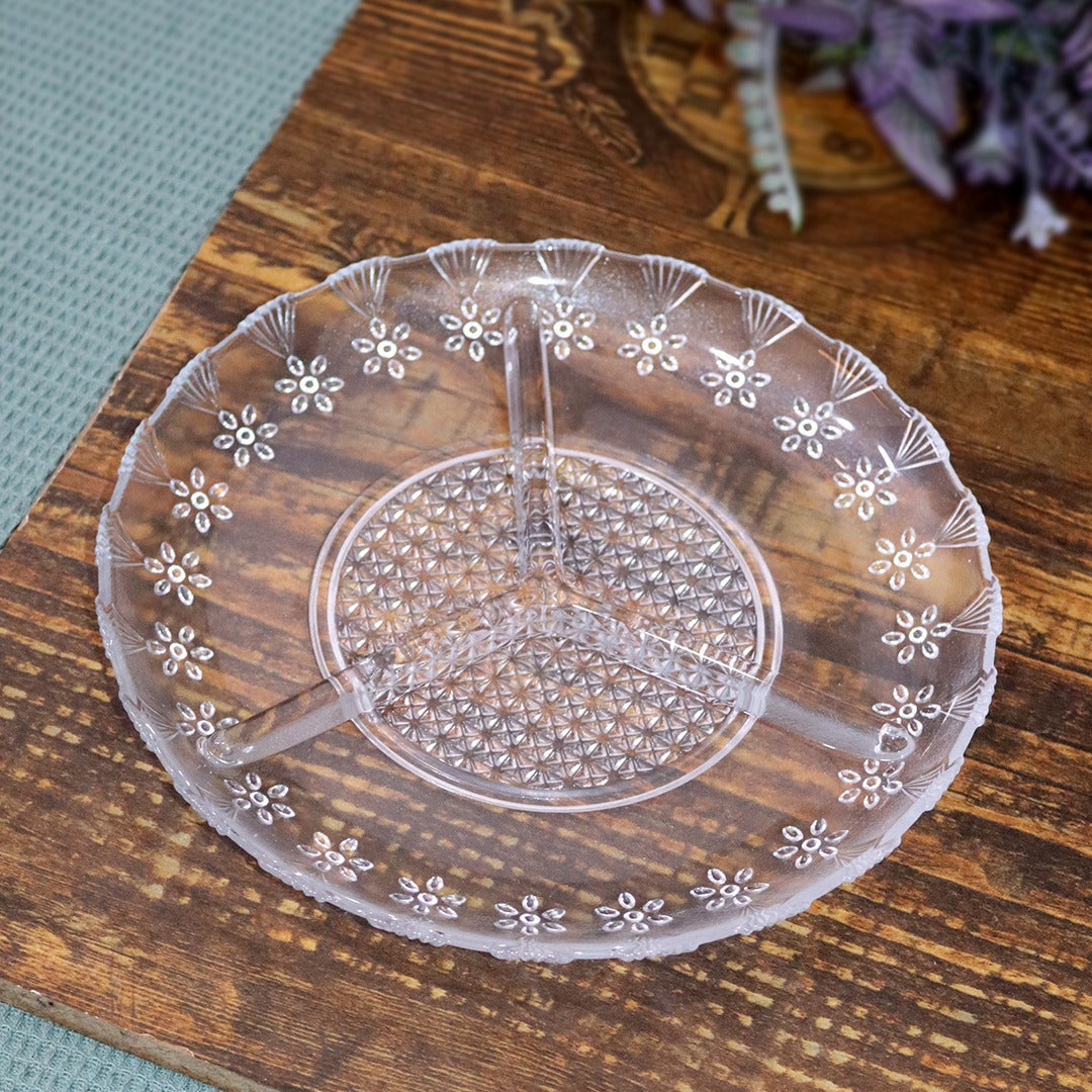 Glass Flower Divided Plate