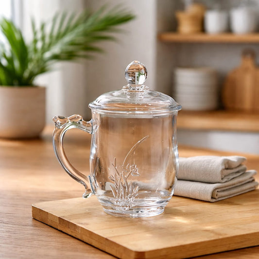 Glass Mug with Lid 385ml