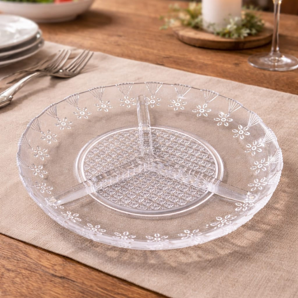 Glass Flower Divided Plate