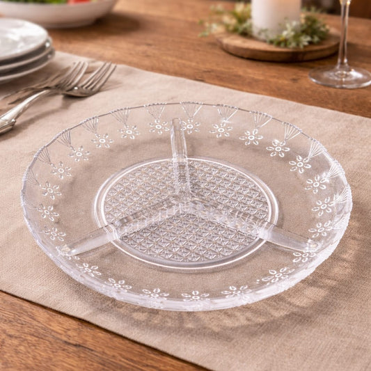 Glass Flower Divided Plate