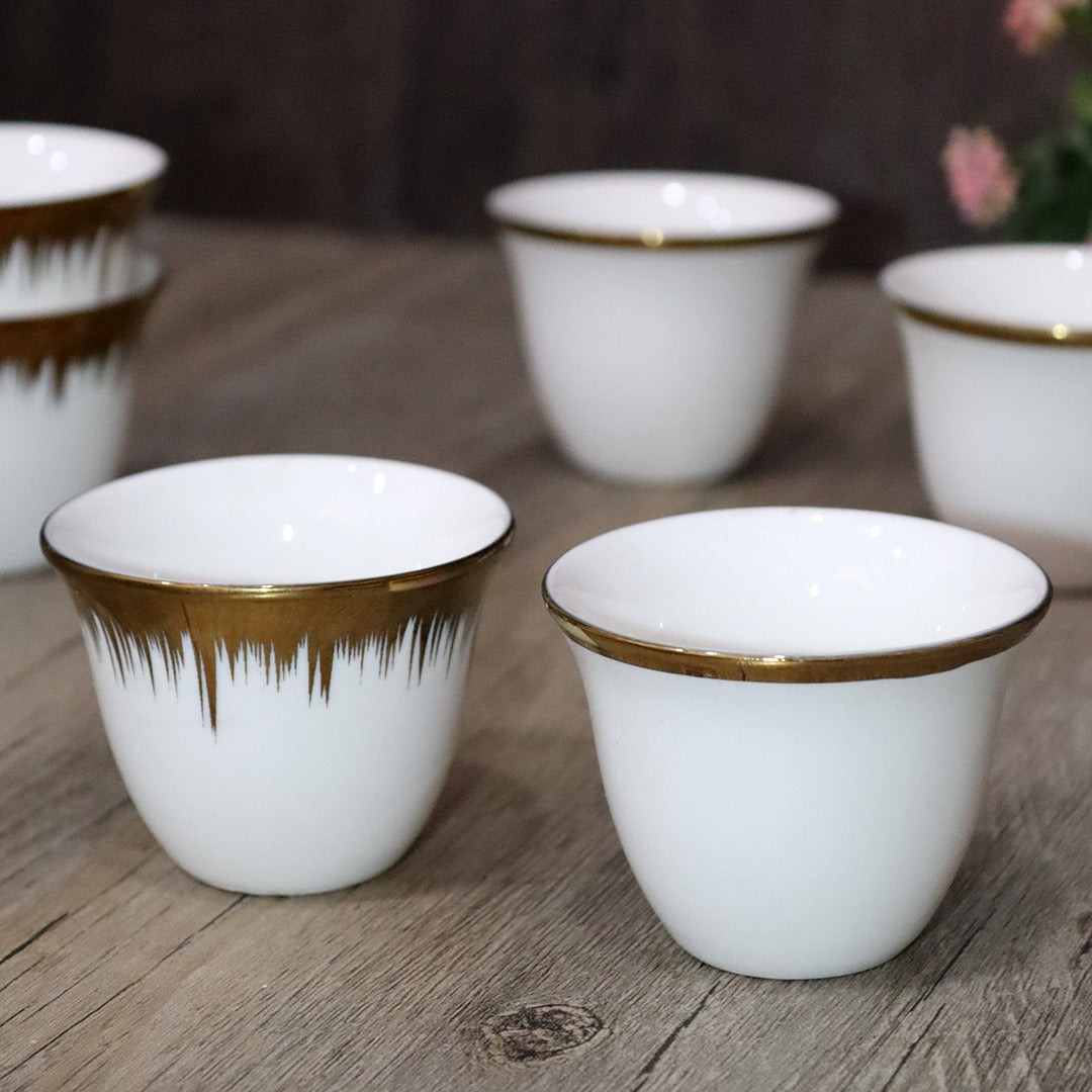 Gold Top Porcelain Coffee Cups Set (12pcs)