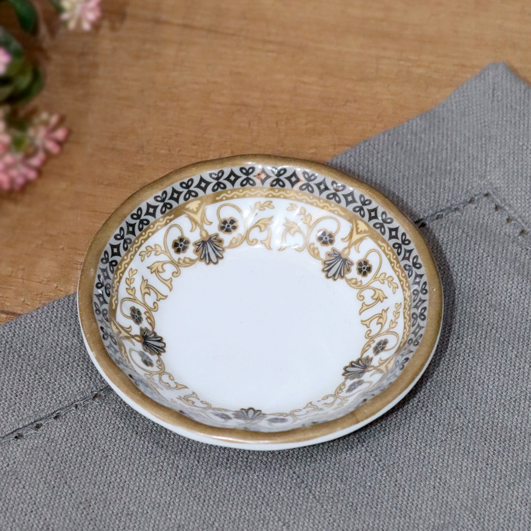 Gold & Black Melamine Round Saucer