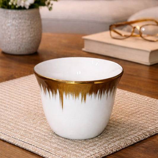Gold Lines Porcelain Coffee Cups Set (12pcs)