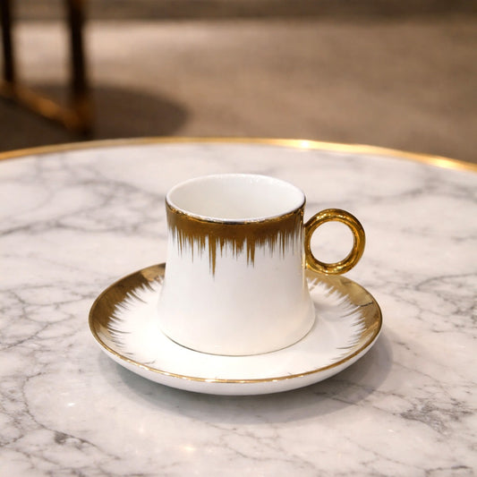 Gold Lines Porcelain Coffee Cups Set (6pcs)