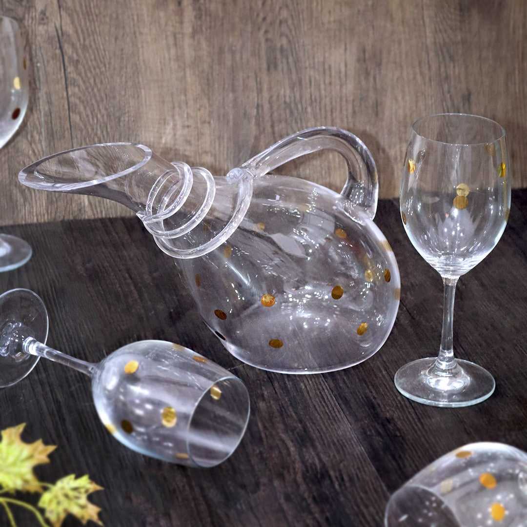 Golden Dots Glass Cups & Pitcher Set (7pcs)
