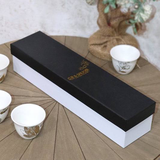 Golden Leaves Porcelain Coffee Cups Set (6pcs)