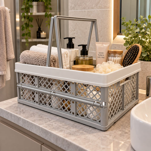 Grey & White Plastic Basket
