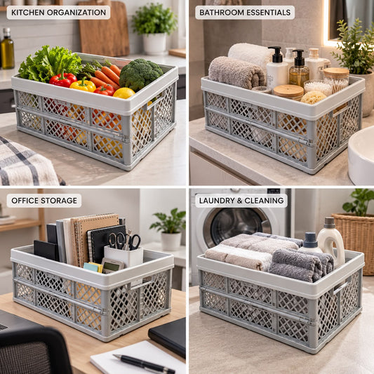 Grey & White Plastic Basket