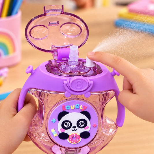 Kids Round Plastic Water Bottle with Atomizer Spray 500ml