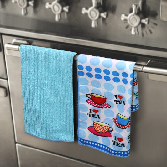 Turquoise Microfiber Cleaning Towels Set (2pcs)