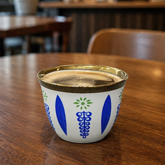 Retro Blue Porcelain Coffee Cups Set (12pcs)