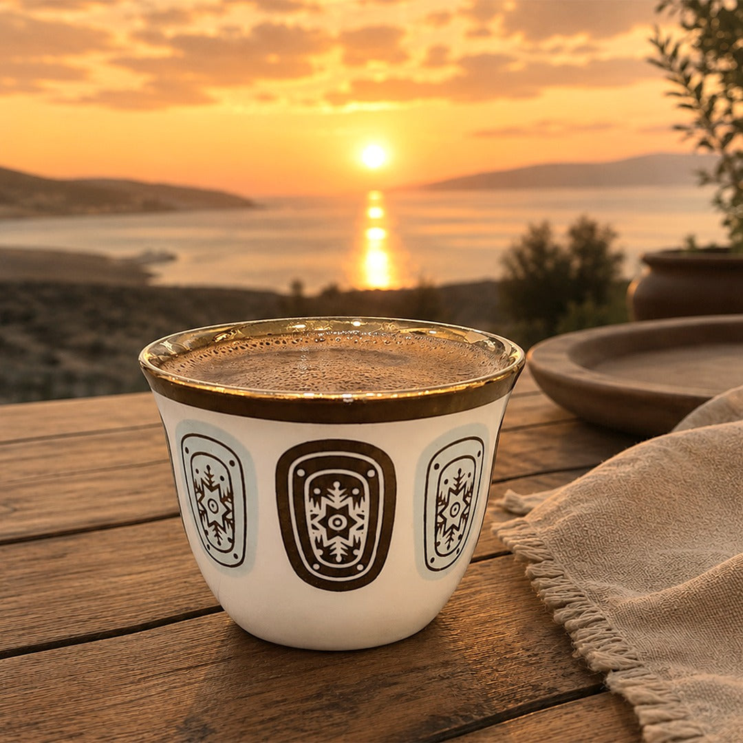 Modern Turquoise Porcelain Coffee Cups Set (12pcs)