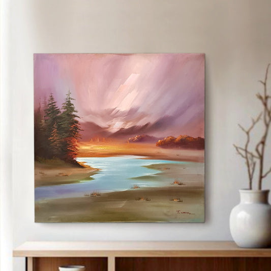 Sunset Forest Handmade Oil Painting