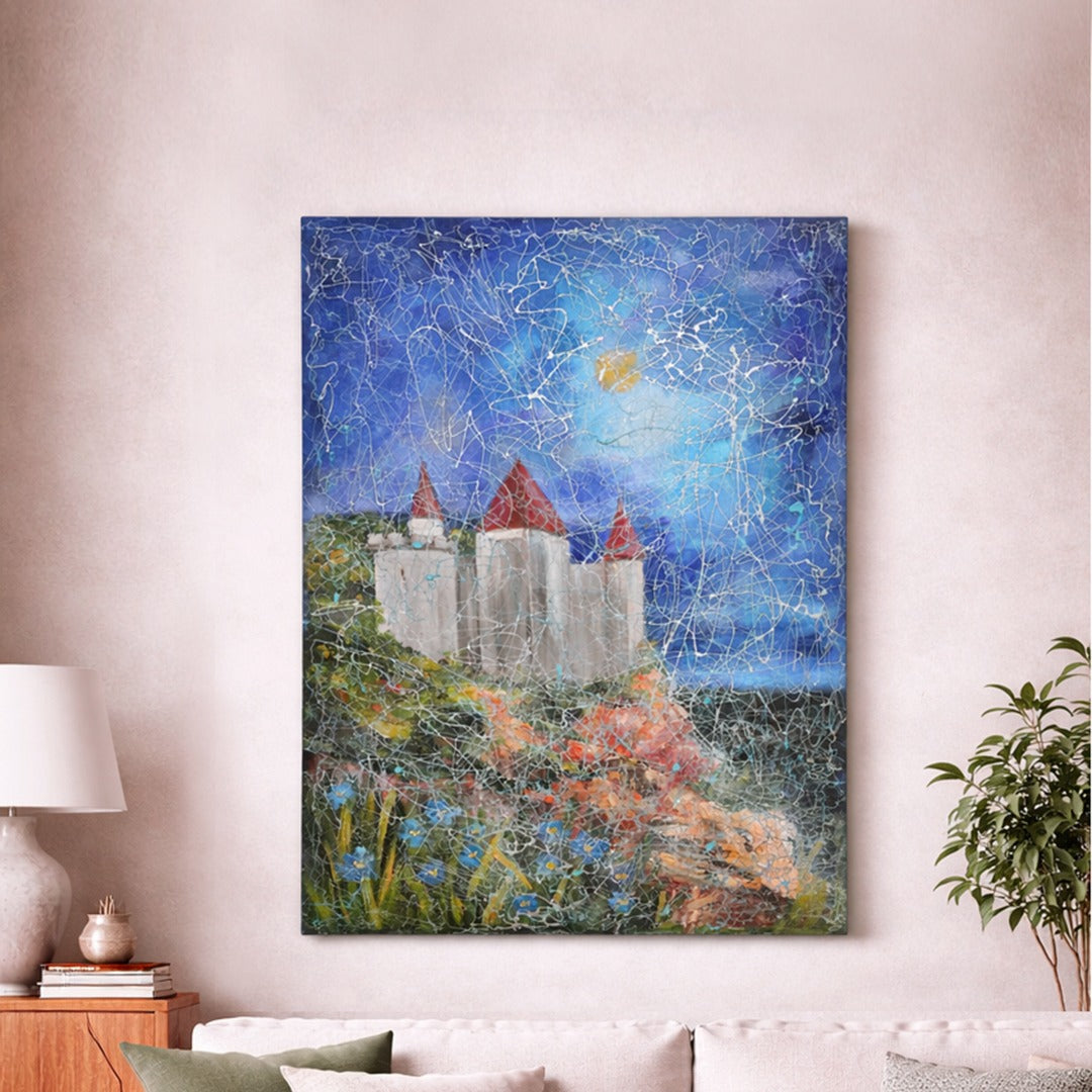 Mountain Castle Oil Painting