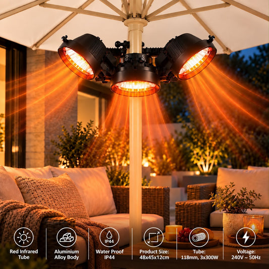 Triple-head Waterproof Electric Outdoor Heater (3x300W)
