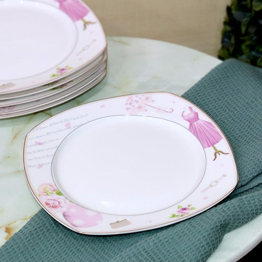 Pink Flowers Porcelain Small Plates Set