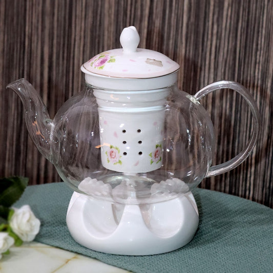 Pink Flowers Porcelain Teapot Set