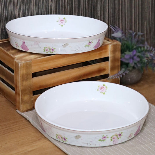 Pink Flowers Porcelain Big Serving Dishes