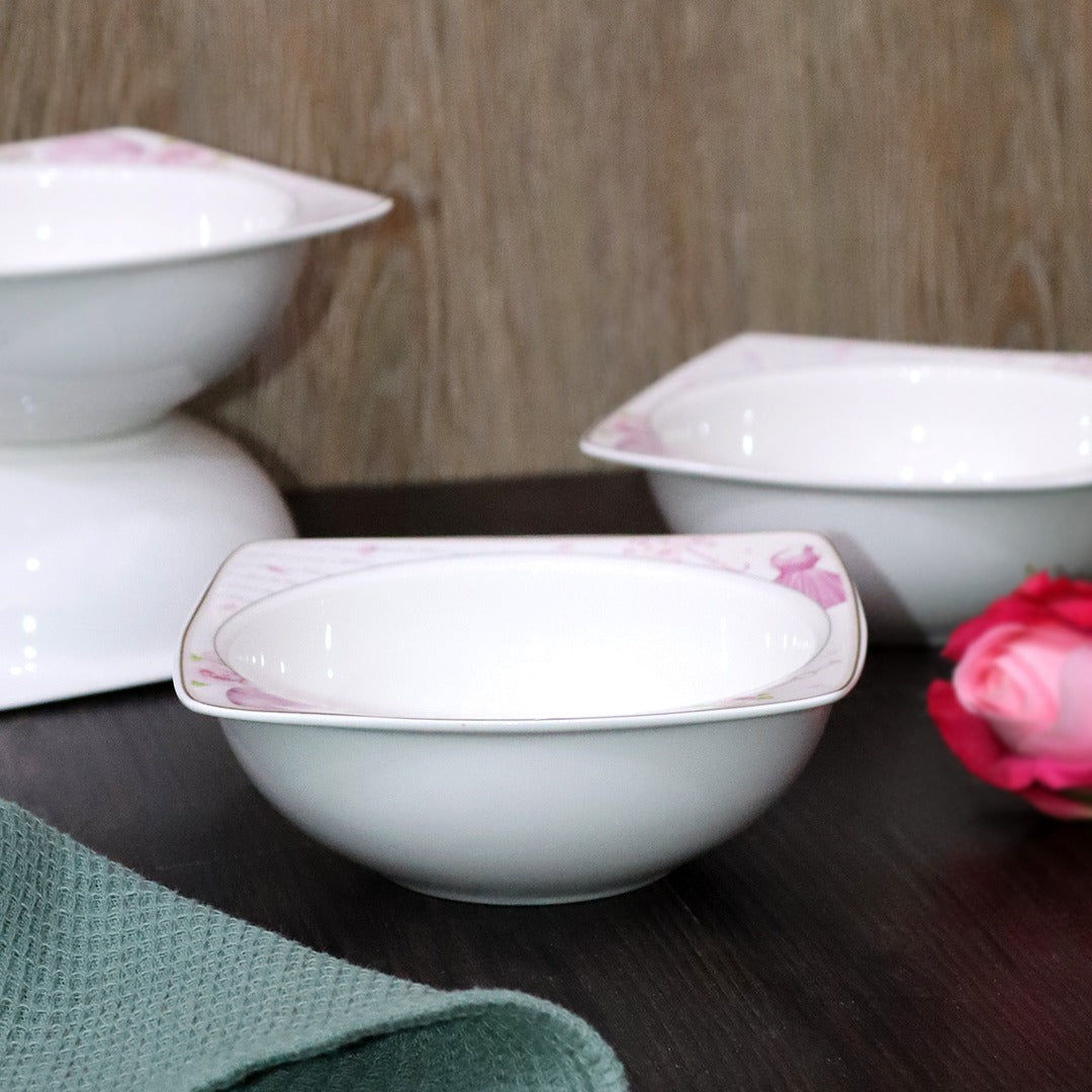 Pink Flowers Porcelain Bowls (6pcs)