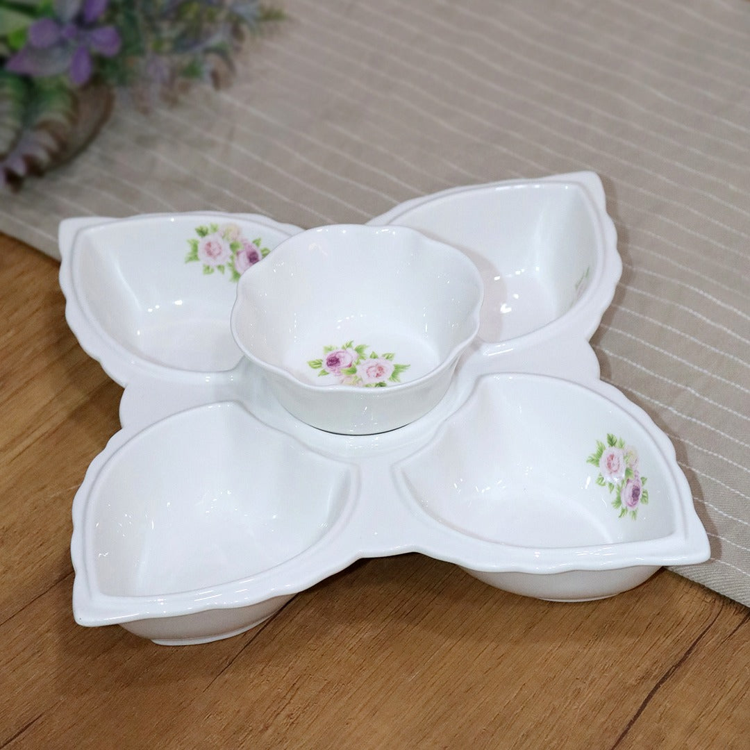 Pink Flowers Porcelain Divided Plate
