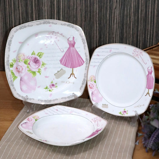 Pink Flowers Porcelain Kitchenware Set (39pcs)