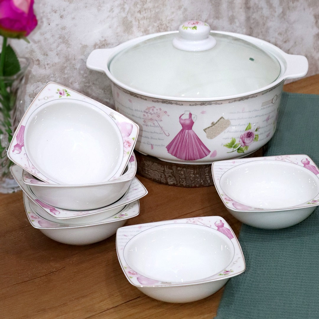 Pink Flowers Porcelain Kitchenware Set (39pcs)