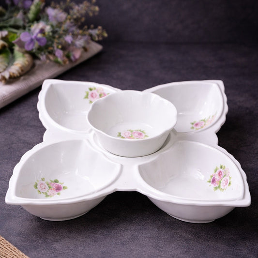 Pink Flowers Porcelain Divided Plate