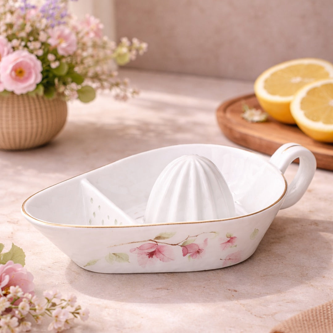 Pink Flowers Porcelain Lemon Squeezer