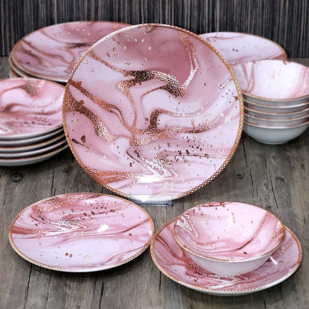 Pink & Gold Porcelain Kitchenware Set (24pcs)